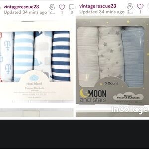 CLEARANCE lCloud Island 4 Flannel 3 Muslin Baby Blankets receiving swaddle NIB